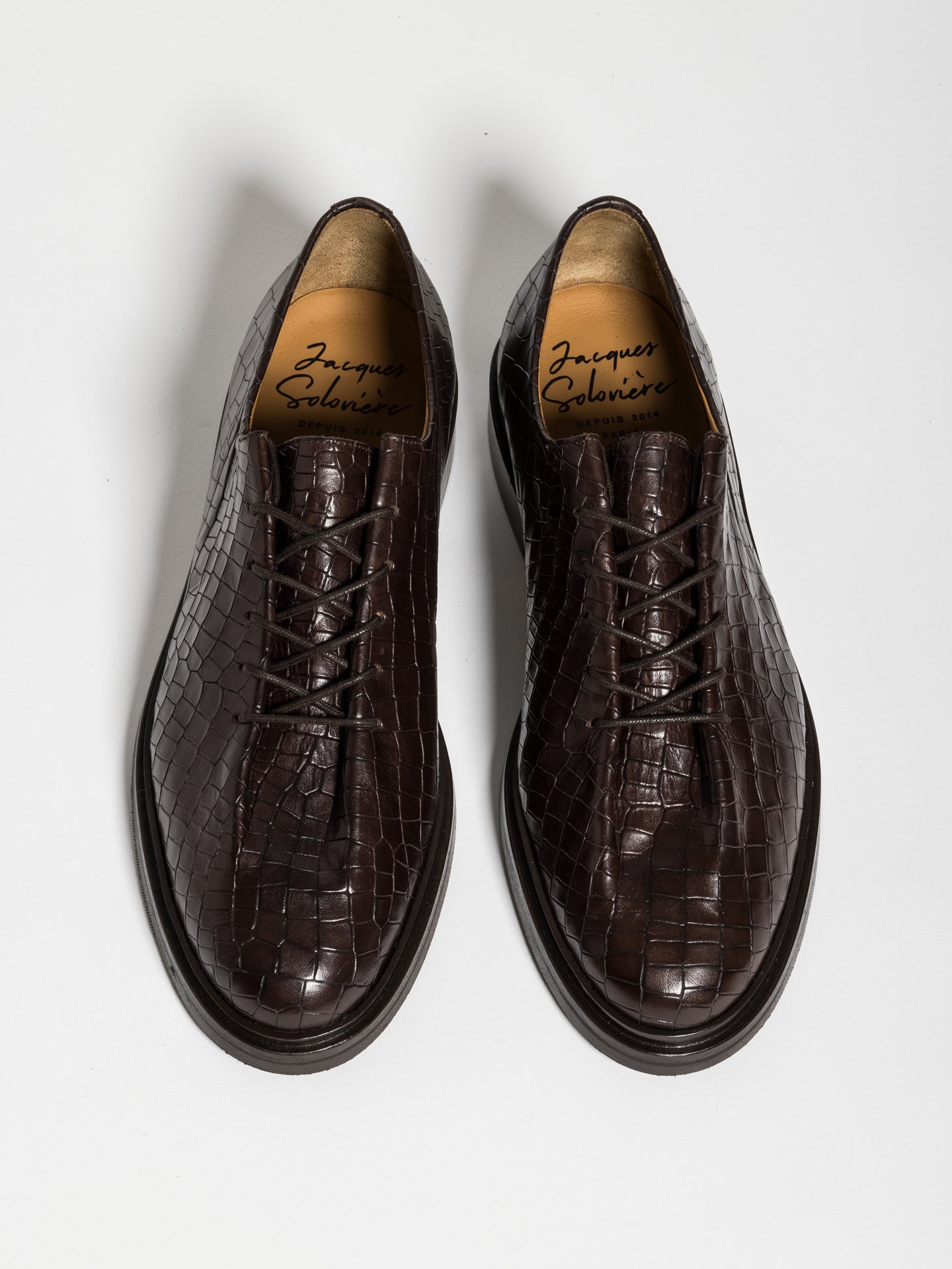 EDOUARD PRINTED CALF DARK BROWN – Jacques Solovière Paris