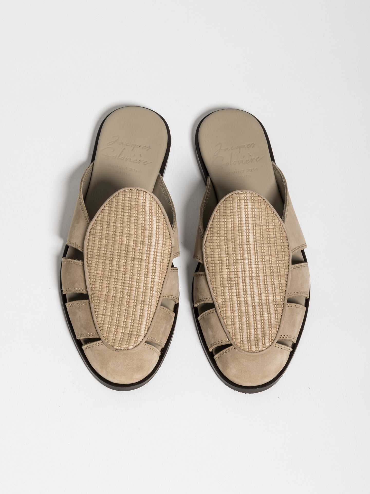 CAPRI MULE RAFFIA TAUPE – Jacques Solovière Paris