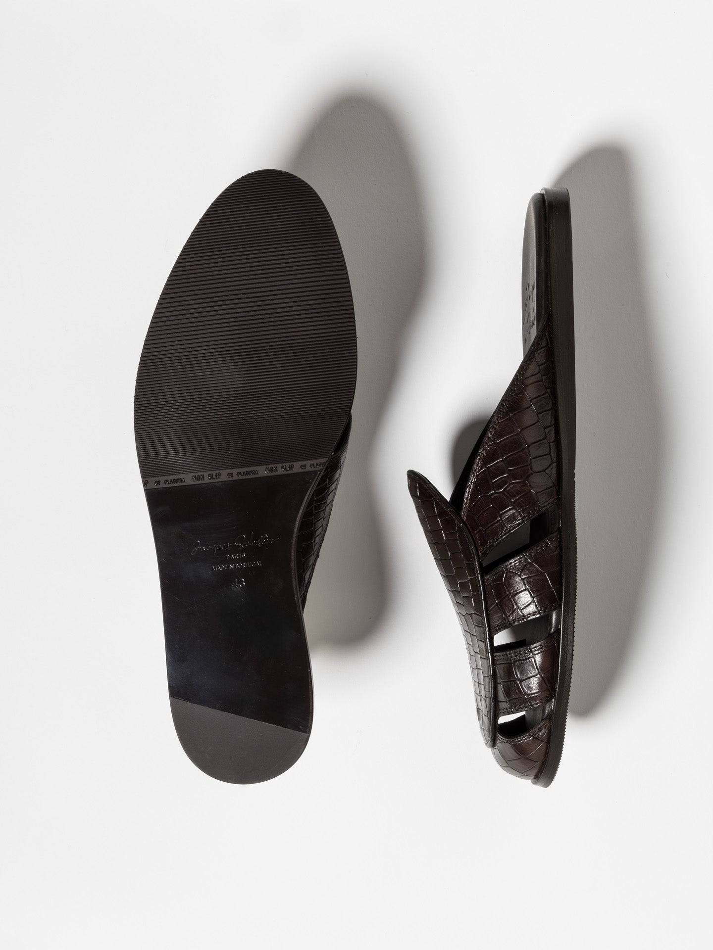CAPRI MULE PRINTED CALF DARK BROWN – Jacques Solovière Paris CAPRI MULE PRINTED CALF DARK BROWN – Jacques Solovière Paris