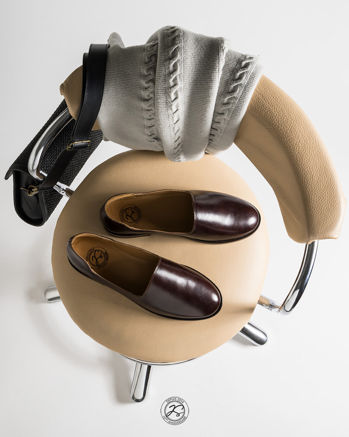 SLIM DARK BROWN LEATHER – Jacques Solovière Paris