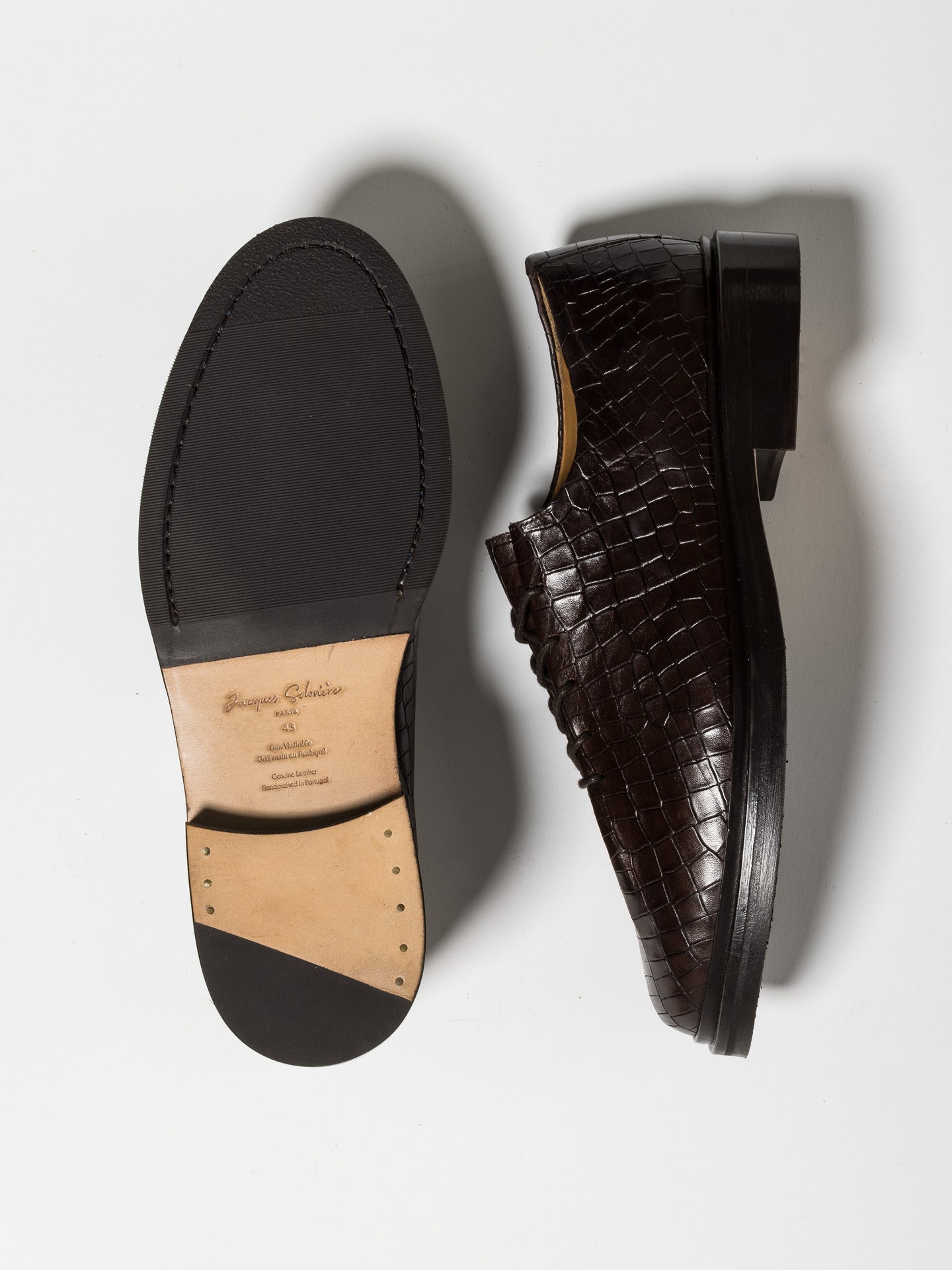 EDOUARD PRINTED CALF DARK BROWN – Jacques Solovière Paris