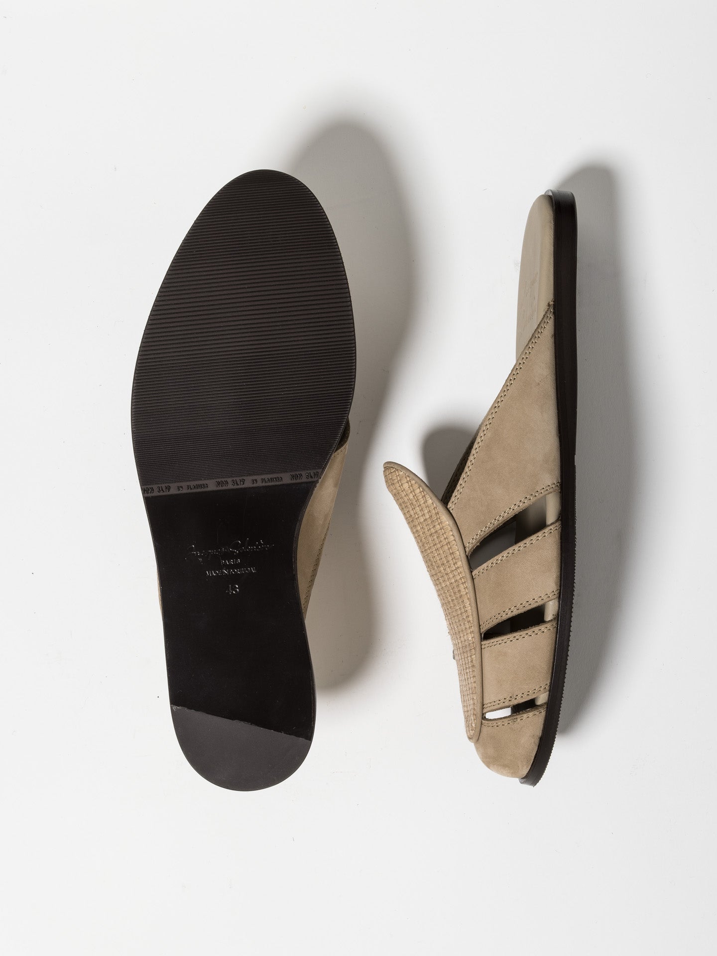 CAPRI MULE RAFFIA TAUPE – Jacques Solovière Paris