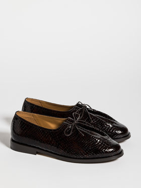 MATT NEW PATENT CROC STAMPED BROWN