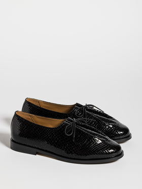 MATT NEW PATENT CROC STAMPED CALF BLACK