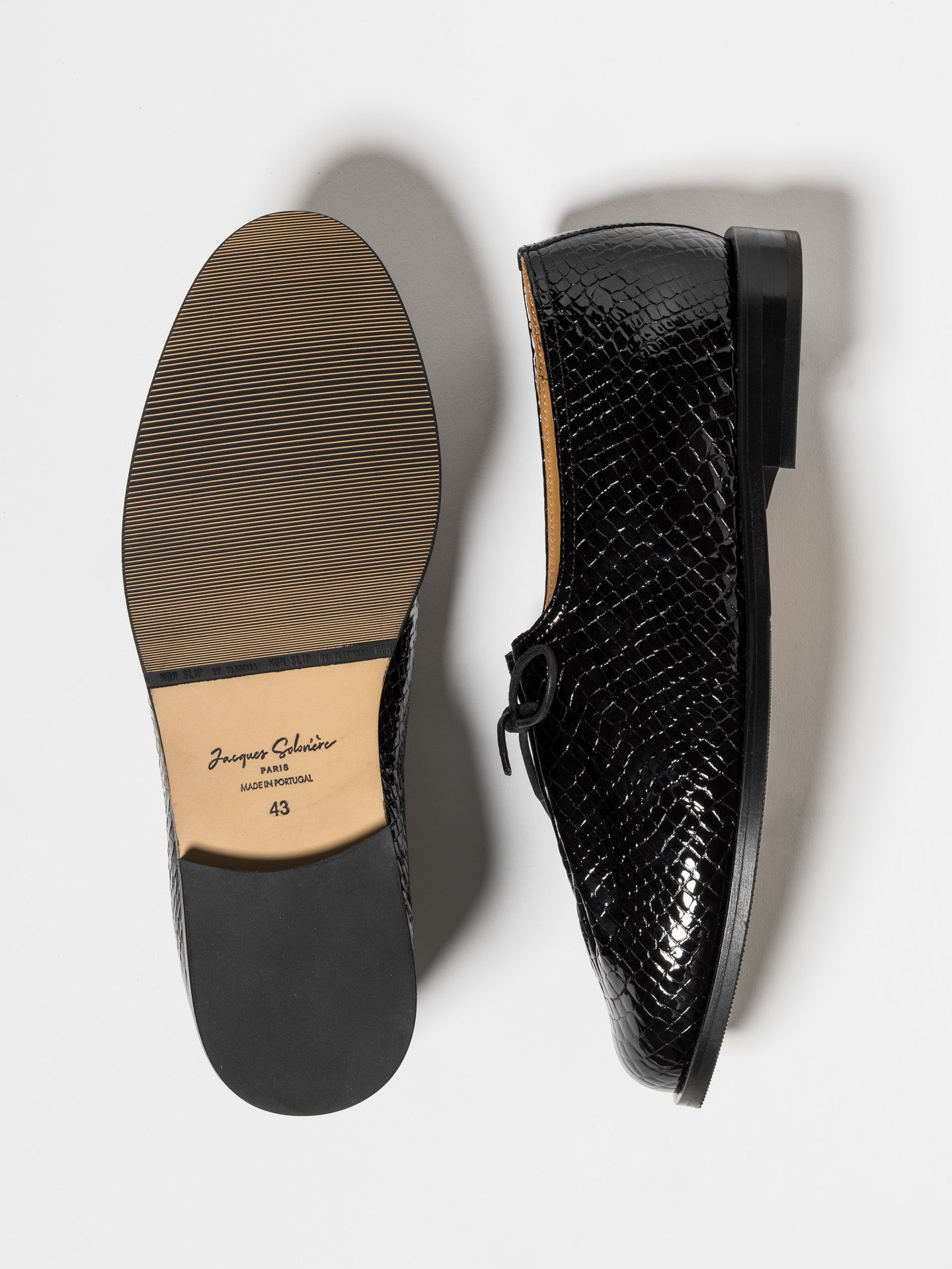 MATT NEW PATENT CROC STAMPED BLACK – Jacques Solovière Paris